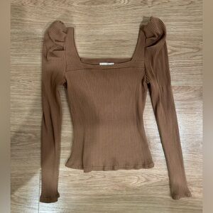 SAGE the label Brown long sleeve top with poofy sleeves size Small